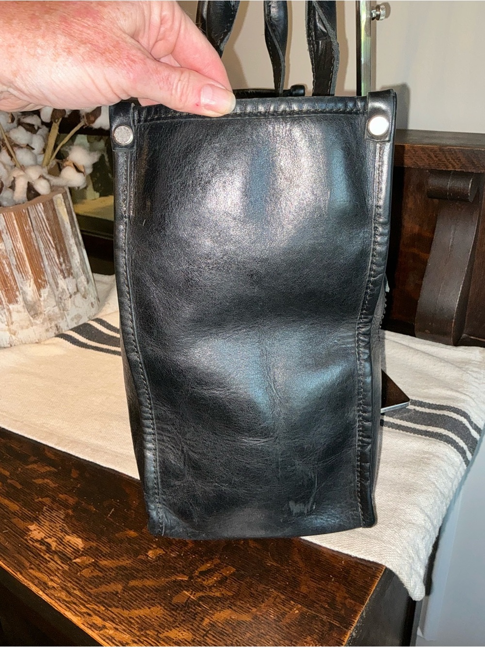 Frye Amy Leather Shopper Tote Shoulder Bag Black Retail $448 - Picture 5 of 11